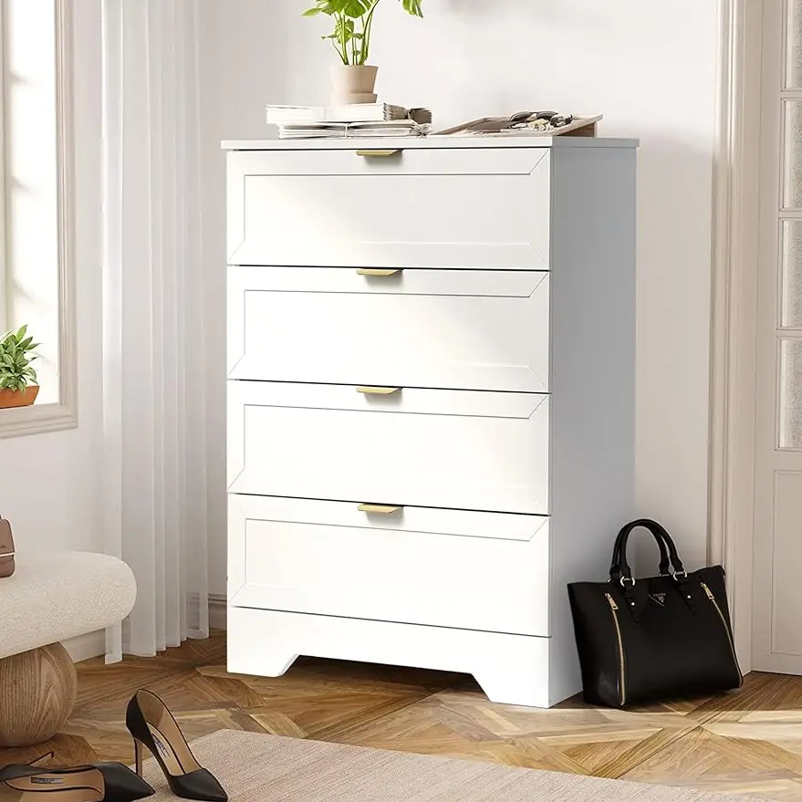 

UYIHOME Modern 4 Drawer Dresser, 37inch Tall Dresser Chest with Large Drawer, Wood Nursery Dresser Storage om,