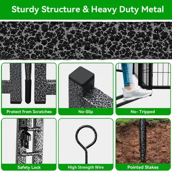 Dog Playpen Outdoor Extra Wide Heavy Duty Dog Fence Anti-Rust with Doors Portable for RV Camping Yard 6