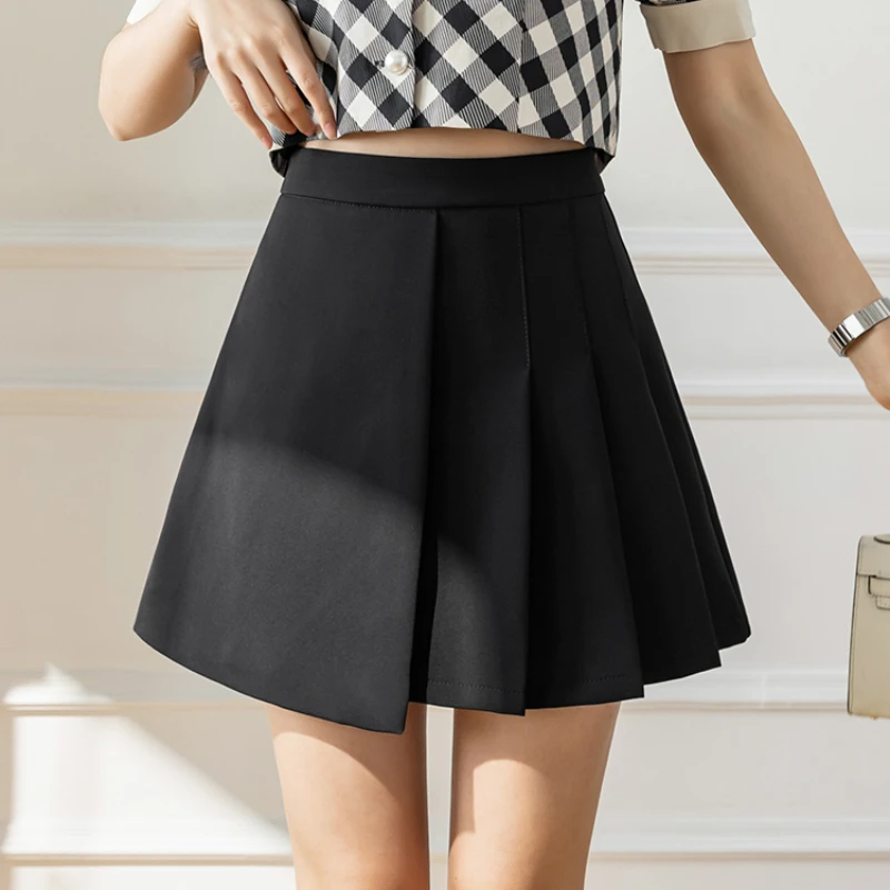 Cute High Waist A-line Pleated Mini Skirt Korean Style Women's Spring Summer Short Skirts Female Solid Casual |