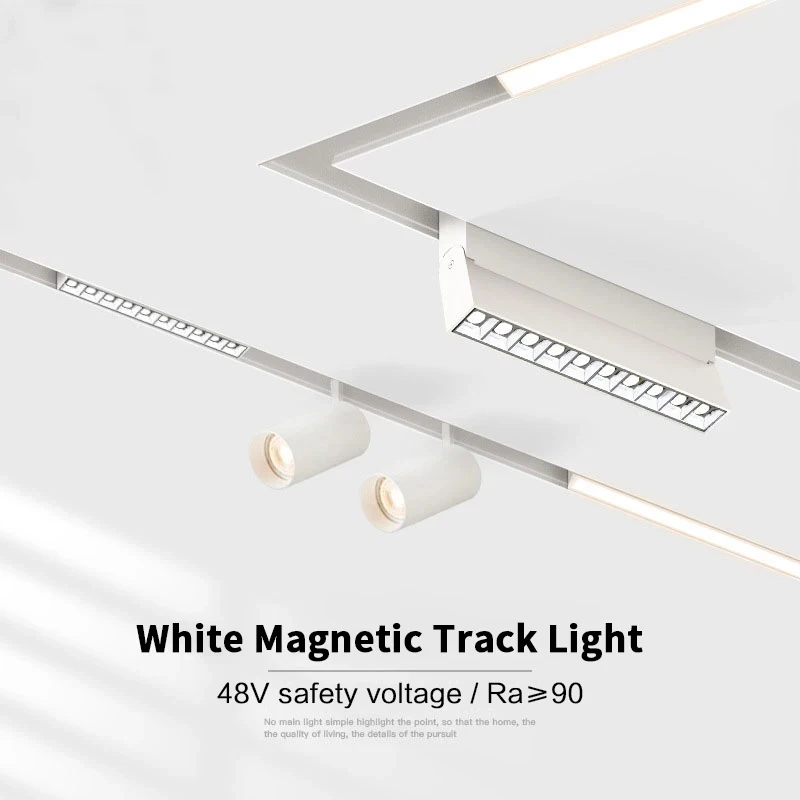 

White LED Magnetic Track Light System 48V Tuya Zigbee DALI Smart Dimmable Magnetic Track Lighting Magnet Spotlight Grille Lamp