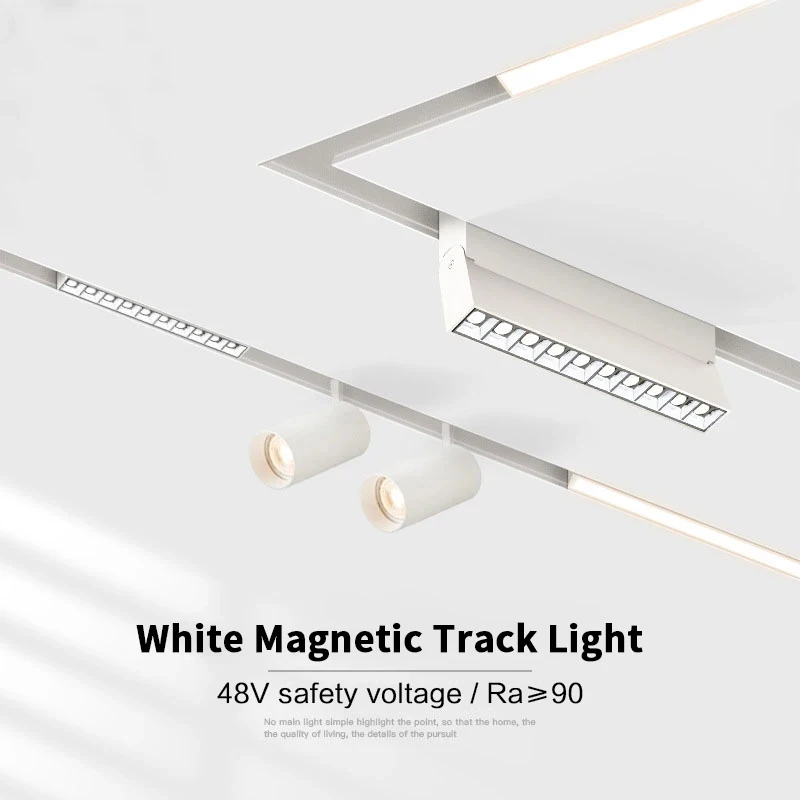 White LED Magnetic Track Light System 48V Tuya Zigbee DALI Smart Dimmable Magnetic Track Lighting Magnet Spotlight Grille Lamp