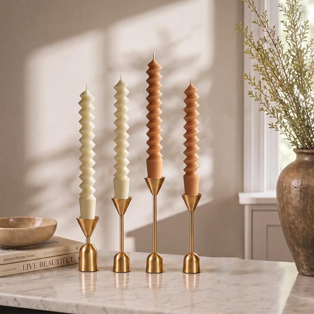 Flameless Taper Candles - Dripless Soy Wax Dinner Decor 25cm Spiral Decorative Candles Twisted Colored Candles Wedding Table Long Candles for Chandeliers 2