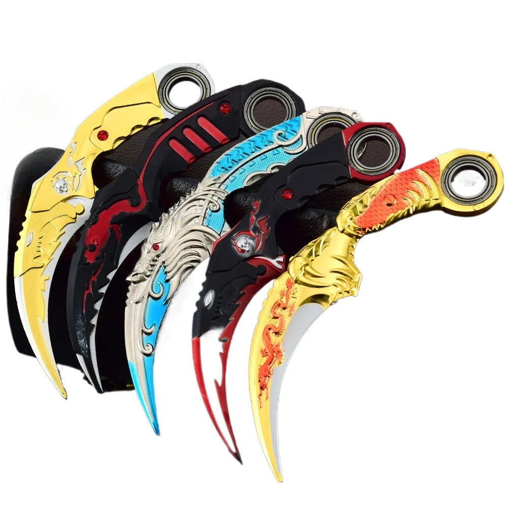 17CM Karambit Game Life and Death Peripheral Weapon Dark Moon Double Thorns Metal Model Knife Sword Ornament Gifts Toys Boys cosplay prop cosplay toy game knife