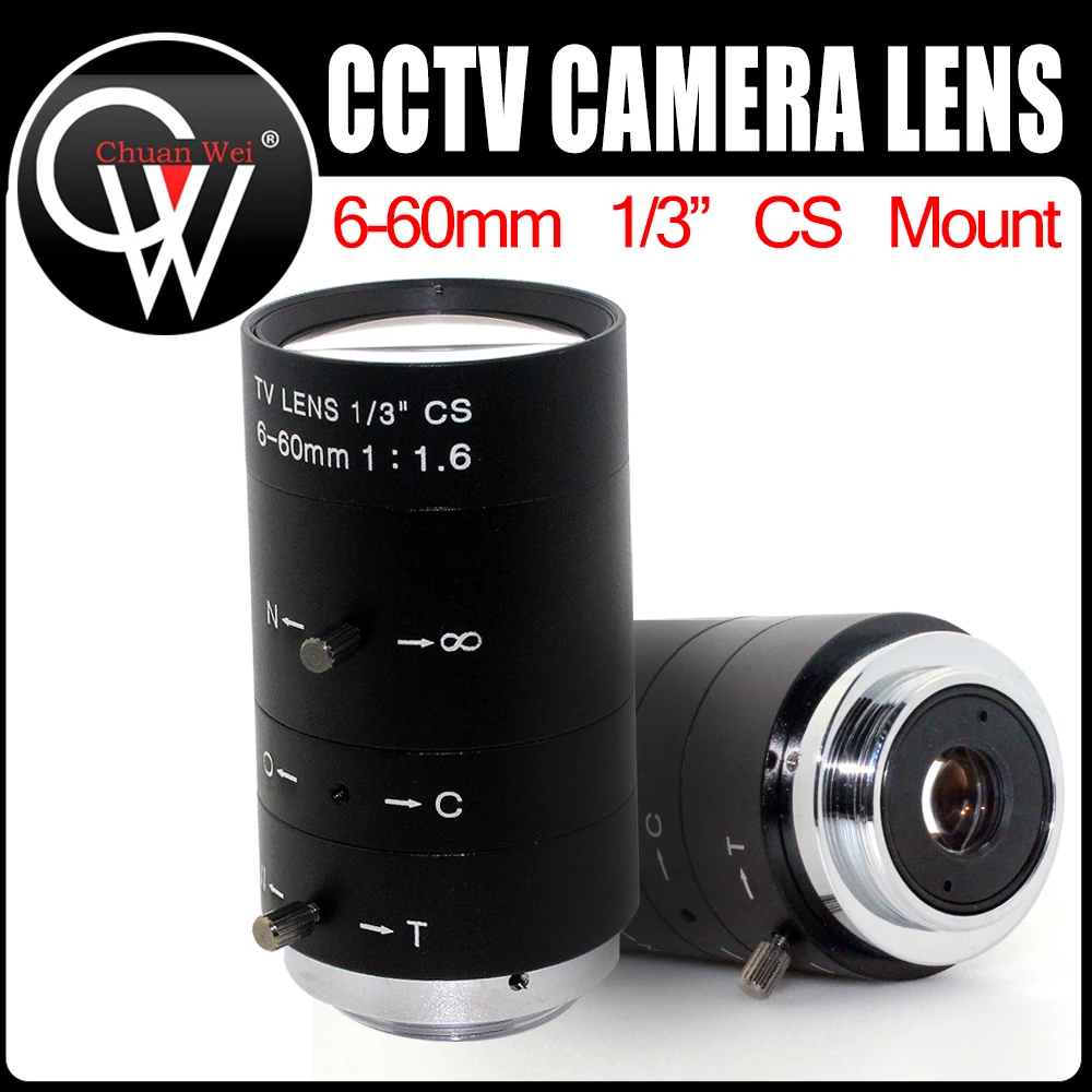 

3mp 6-60mm lens 1/3" CS CCTV Lens IR F1.6 Manual Zoom Manual Iris CS Mount lens for IP CCTV CCD Camera BOX USB CAMERA