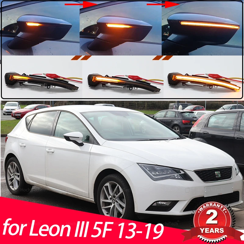 for Seat Leon III 5F 2013 2019 Dynamic Scroll Black LED Turn Signal