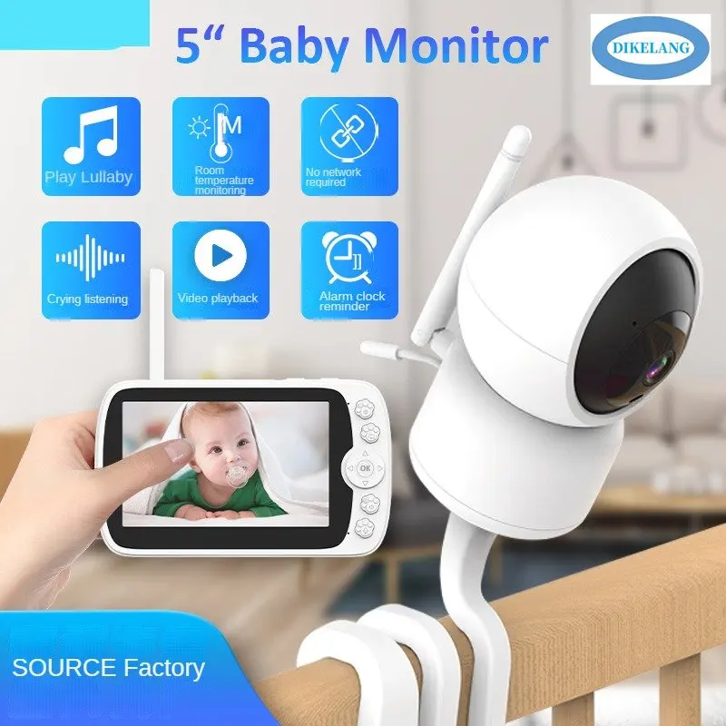 Wireless Baby Monitor with 5-inch Cat Claw Screen and Camera for Infant Surveillance