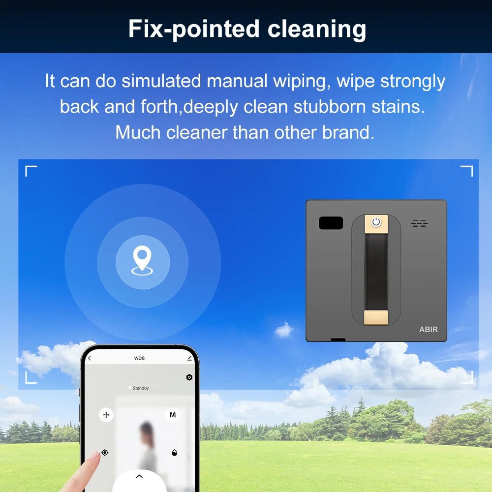 ABIR WD8 Robot Window Vacuum Cleaner,Dual Water Spray,Laser Sensor,Smart Home Glass Wall Wet Dry Cleaning ,APP&Remote Control 5