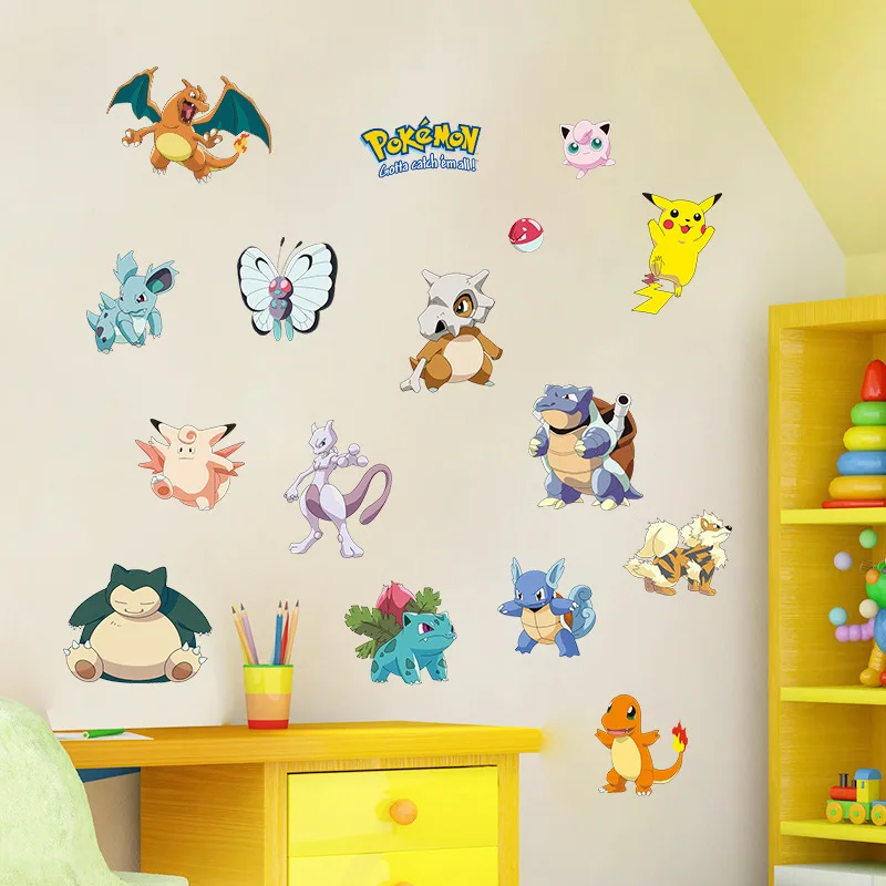 Pokemon Cartoon Anime Kids Decals Cartoon Sticker Wall Decorations