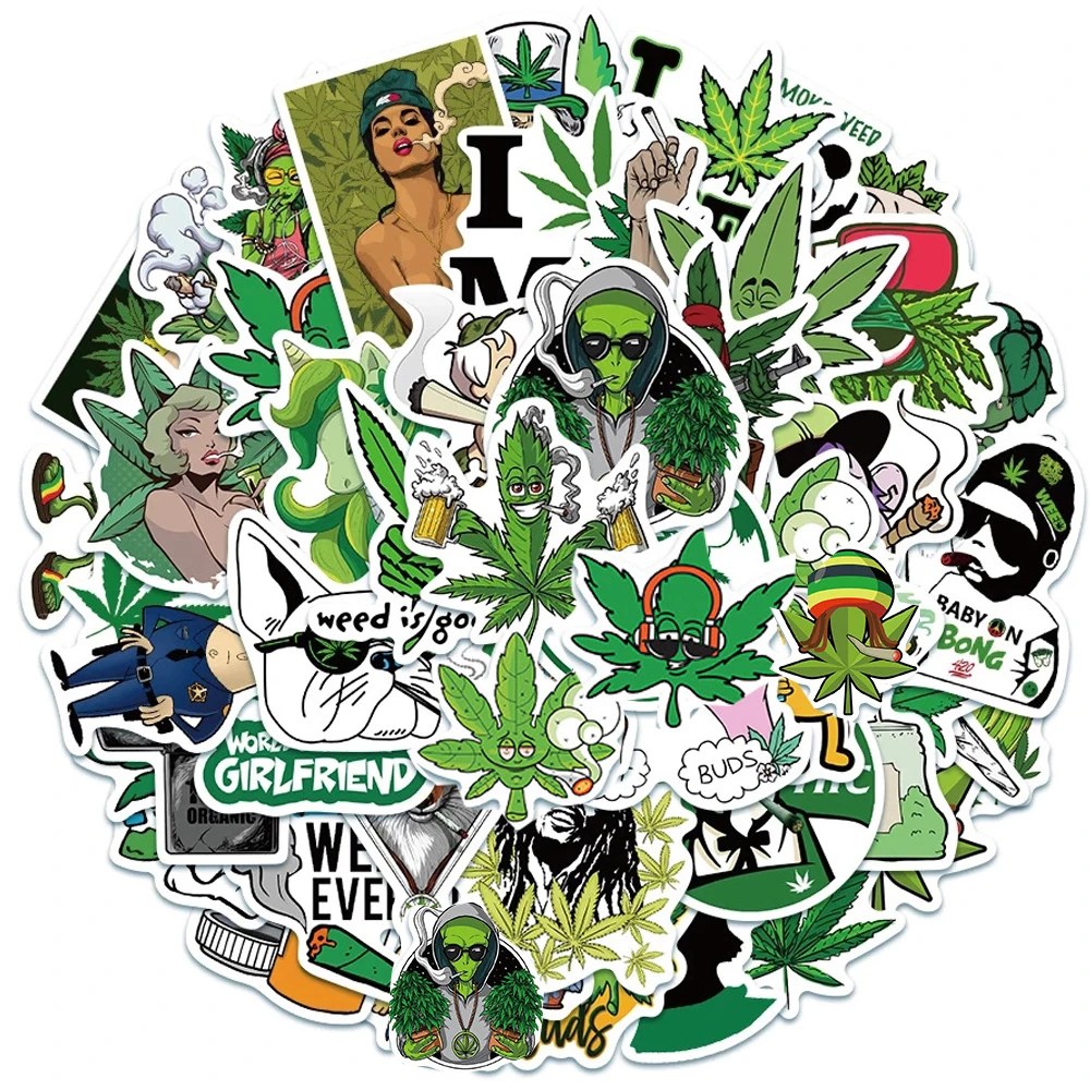 Funny Characters Leaves Weed Smoking Graffiti Stickers DIY Skateboard Fridge Guitar Motorcycle Cool Sticker Kid Toys 10/30/50PCS decorative stickers,decorative labels stickers,custom stickers,self adhesive stickers,adhesive stickers,cartoon stickers,cartoon sticker,anime stickers