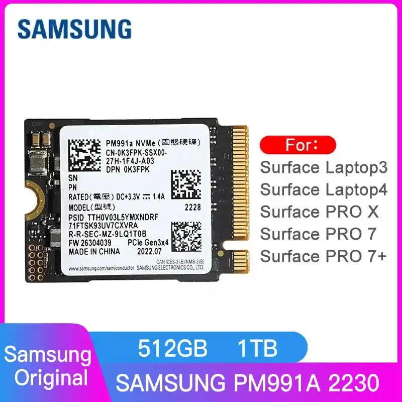Samsung PM991A/PM991 128GB 256G Internal SSD PCIe 3.0x4 NVMe M.2