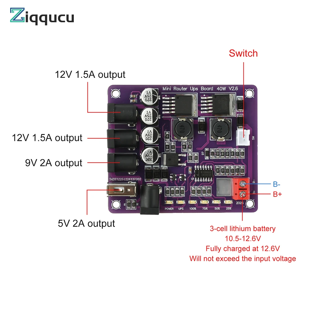 Multi-Voltage Uninterruptible Power Supply Board with Battery Charging