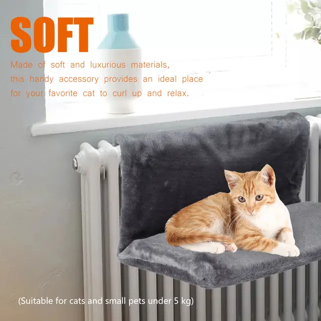 2PCS/1PCS Pet Cat Animal Hammock Luxury Radiator Bed Hanging Winter Warm Fleece Basket Hammocks Metal Iron Frame Sleeping Bed 4