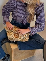 Doux femmes volants Plaid violet chemises 2025 mode dames décontracté col montant Blouses pour fête femme élégant hauts vêtements 6