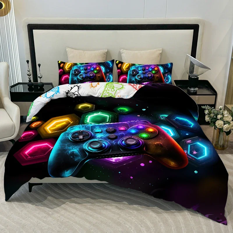 3PC Space Fragment Game Console Cover 1Duvet cover 2Pillowcases 100% Skin Friendly Polyester Comfortable Bedding No Padding