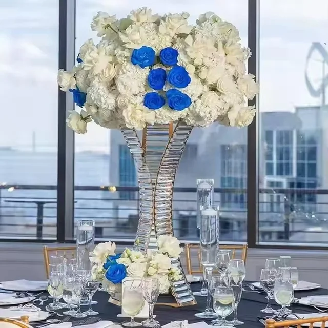 4/10/12pcs Event Decoration Gold Flower Stand Vases Geometric Centerpiece Party Supplies