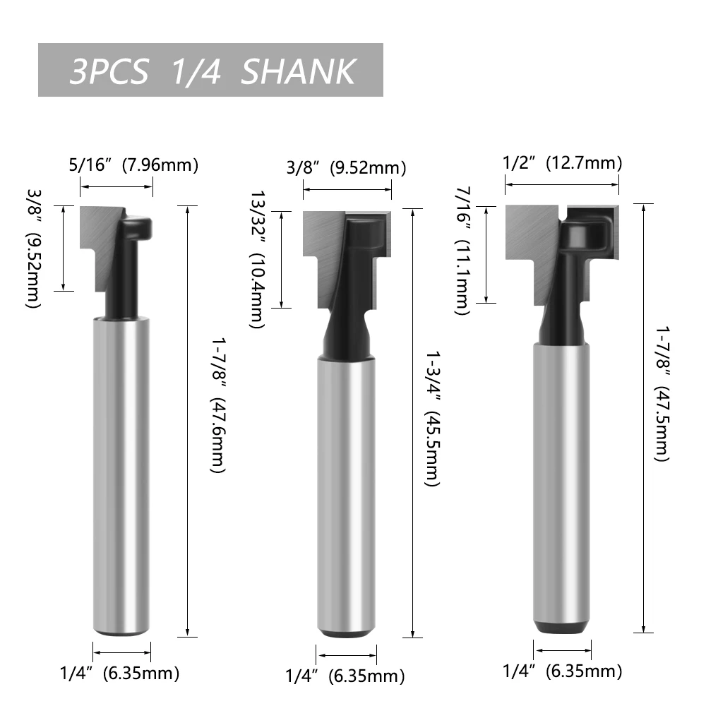 LAVIE 6mm 1/4 Schaft Schwarz Schlüsselloch Bit T-Slot Cutter Router Bit Holz Fräser Für Holz Werkzeuge planfräser Ende Mühle C06 – Detail 11