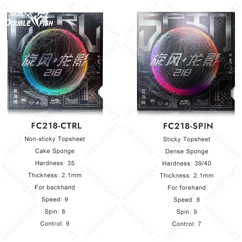 DOUBLE FISH Table Tennis Rubber Provincial Level FC218 Spin Control Ping Pong Rubber with Pre-tuned High Elasiticity Sponge table tennis rubber table tennis sponge