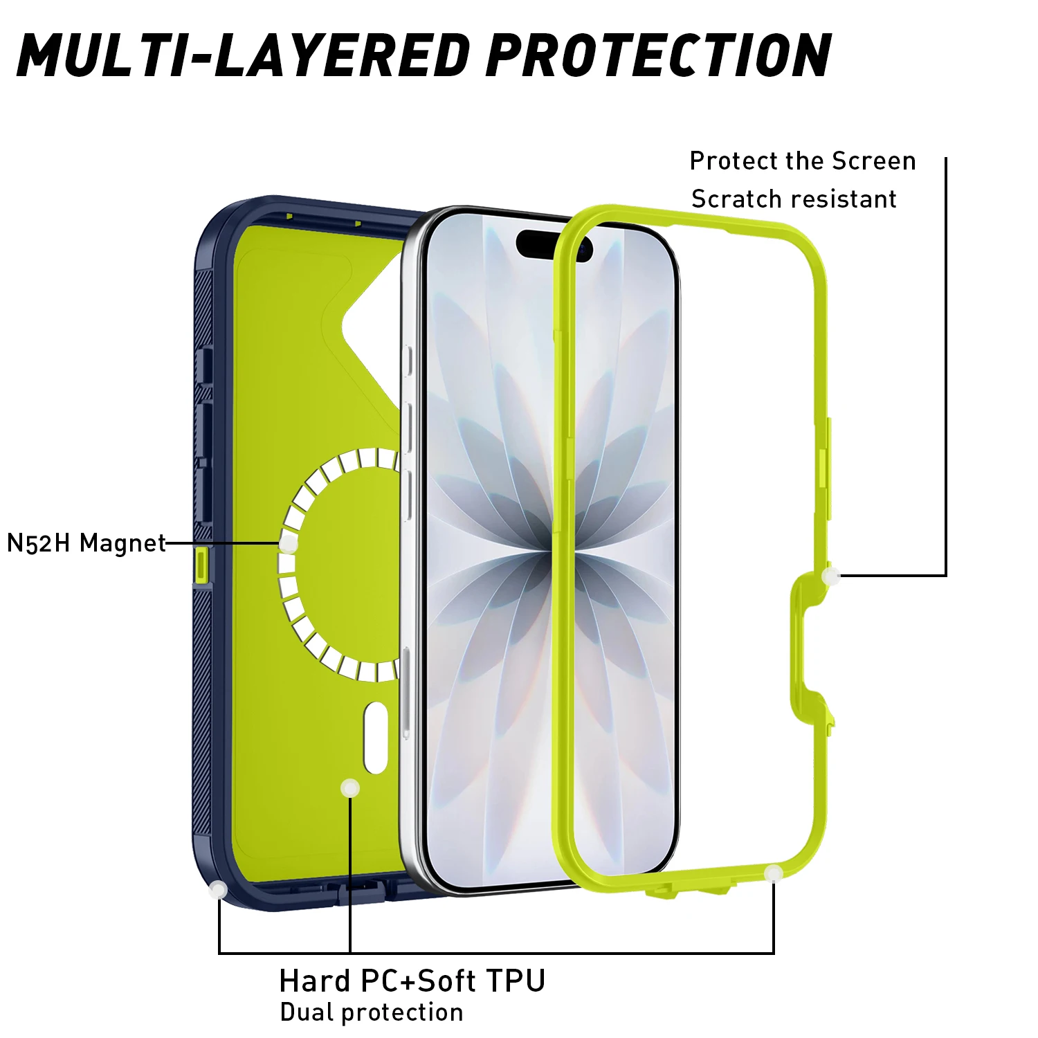 Heavy Duty Mechanical Armor Defender Magnetic Case - Anti-drop Rugged Cover with Magsafe Compatibility