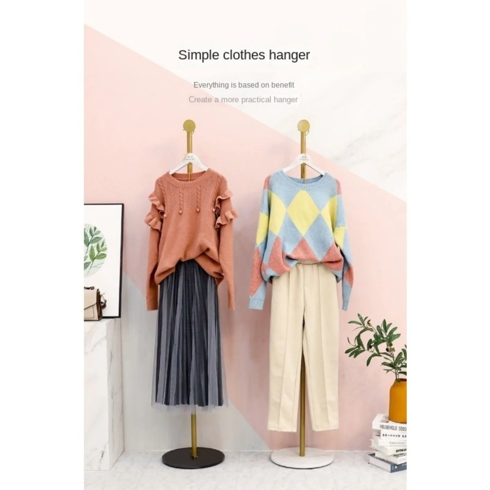 Clothes Hanger 1Pc Floor Standing Single Rod Main Bedroom Hanger Floor Clothes Hanger Modern Coat Rack Home Rack Clothes Rack