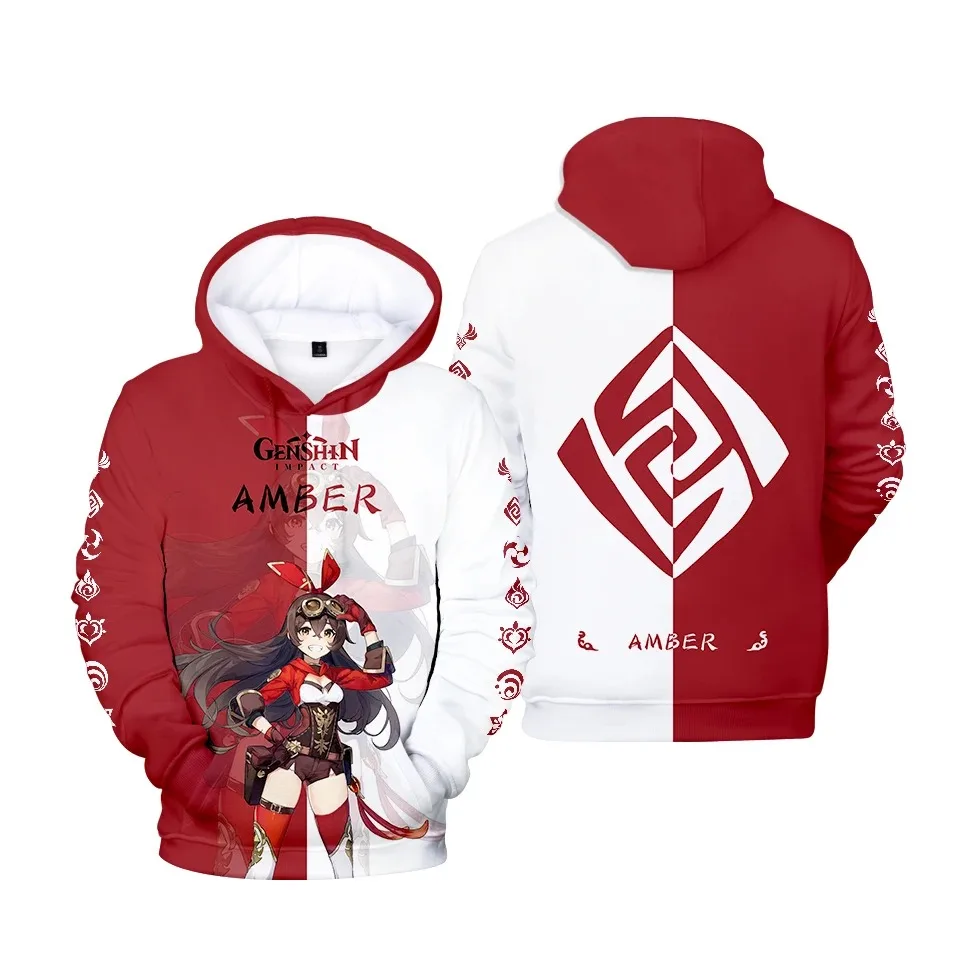 Autumn hooded 3d genshin impact hoodie men women sweaters new print amber kids training game boys girls pullovers hip hop