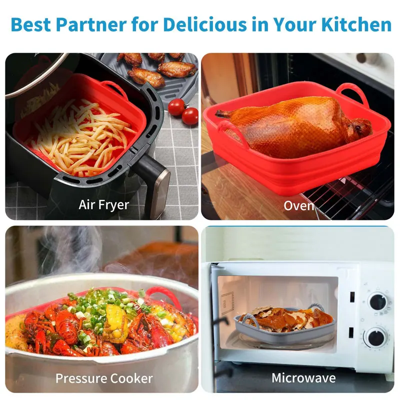 8.6 Inch Air Fryer Silicone Pot, Premium Silicone Air Fryer Liners Oven  Accessories Heat Resistant, Reusable Air fryers Silicone Liner Round, Air