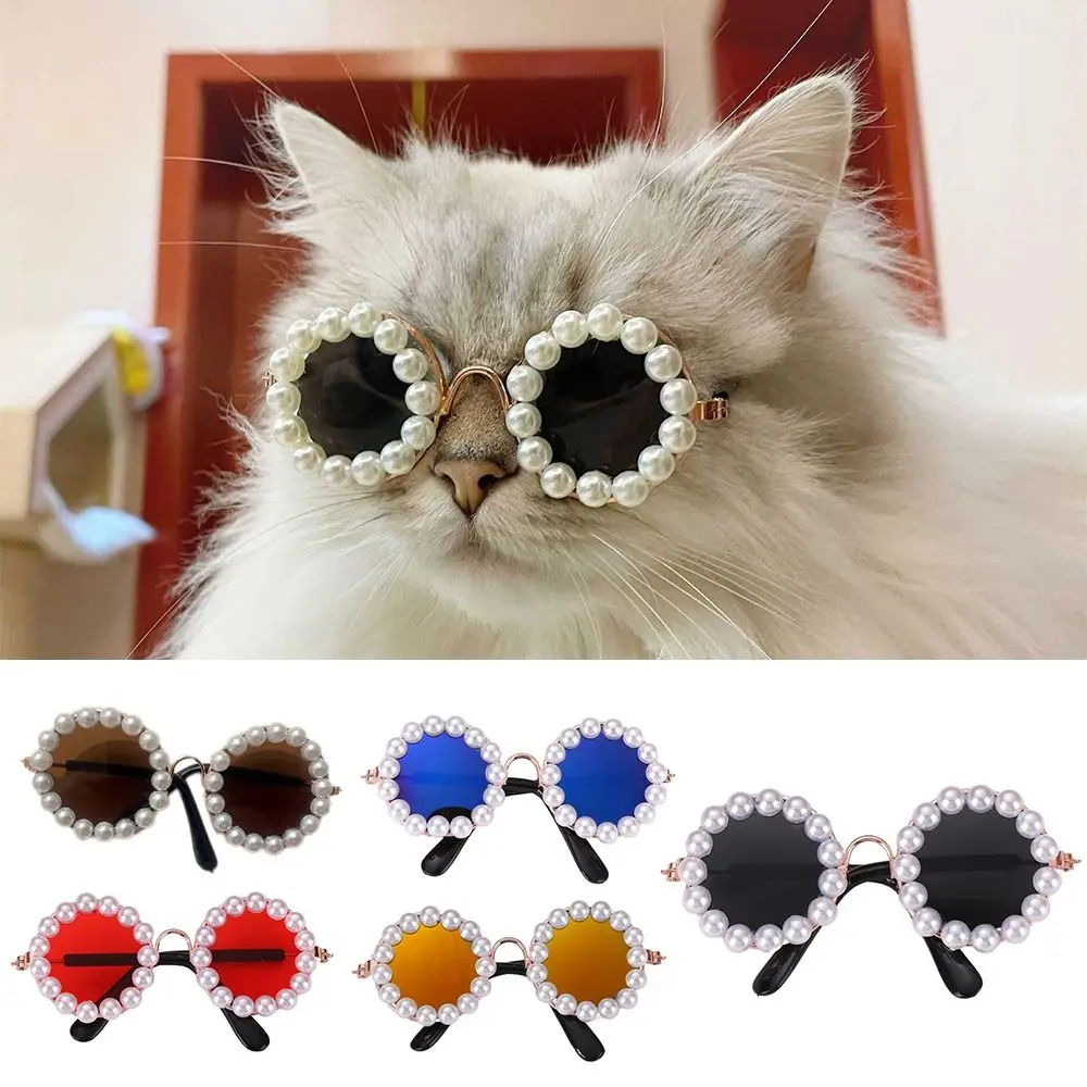 

Pet Supplies Cat Sunglasses Hot Photos Props Accessories Dog Eye Wear Pearl Glaesses Headwear Pet Glasses Cat