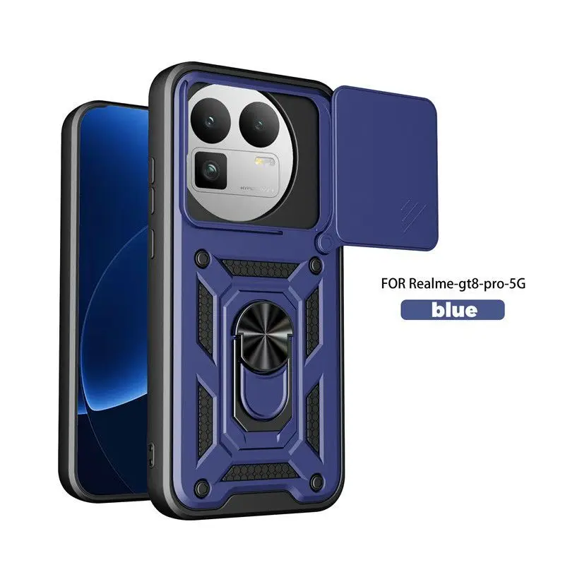 Enhanced Magnetic Ring Holder Armor Phone Case with Slide Camera Protector