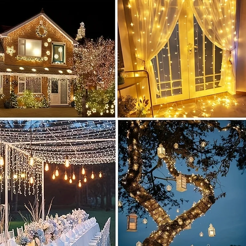 1/2/4PCS Solar LED Light Outdoor Festoon Waterproof 8 Modes of Garland Copper Wire String Light for Home Garden Party Decoration