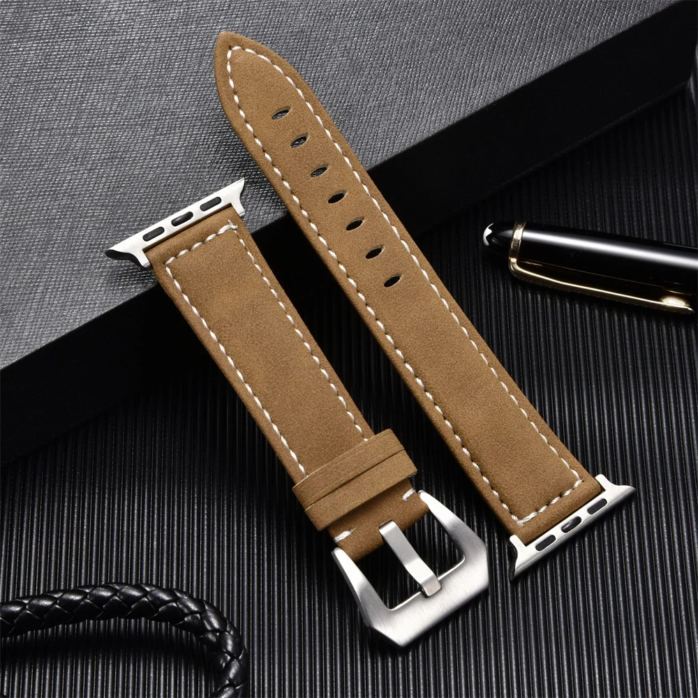 Premium Leather Strap for Apple Watch - High Quality Men's Band