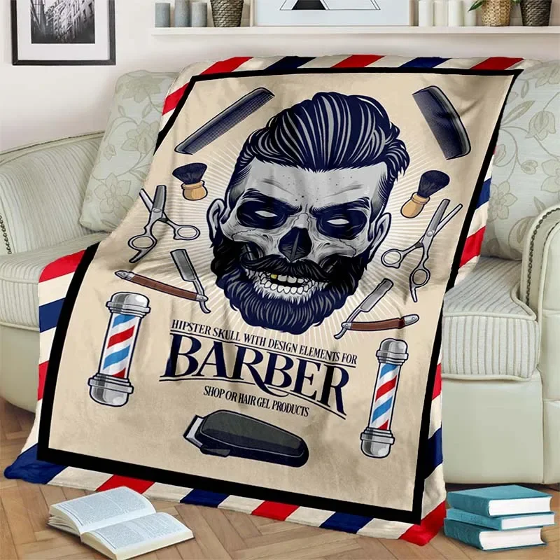 

Barber Shop Pattern Lightweight Flannel Throw Blanket,Multi-purpose Holiday Gift Blanket Warm And Soft Blankets All Seasons