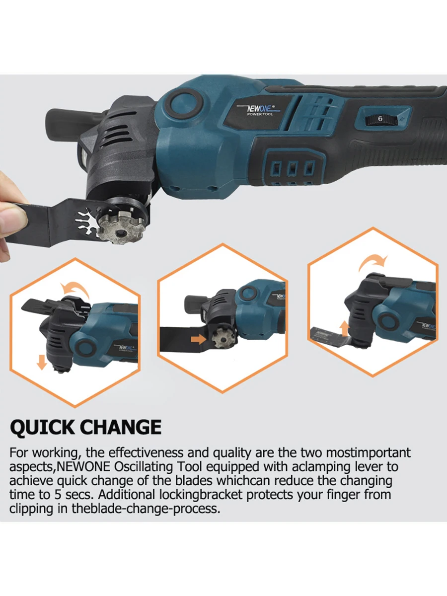 NEWONE 18V Brushless Quick release Oscillating tool Multi functional tool Renovator Electric trimmer Compatible for MAKITA 18V 3