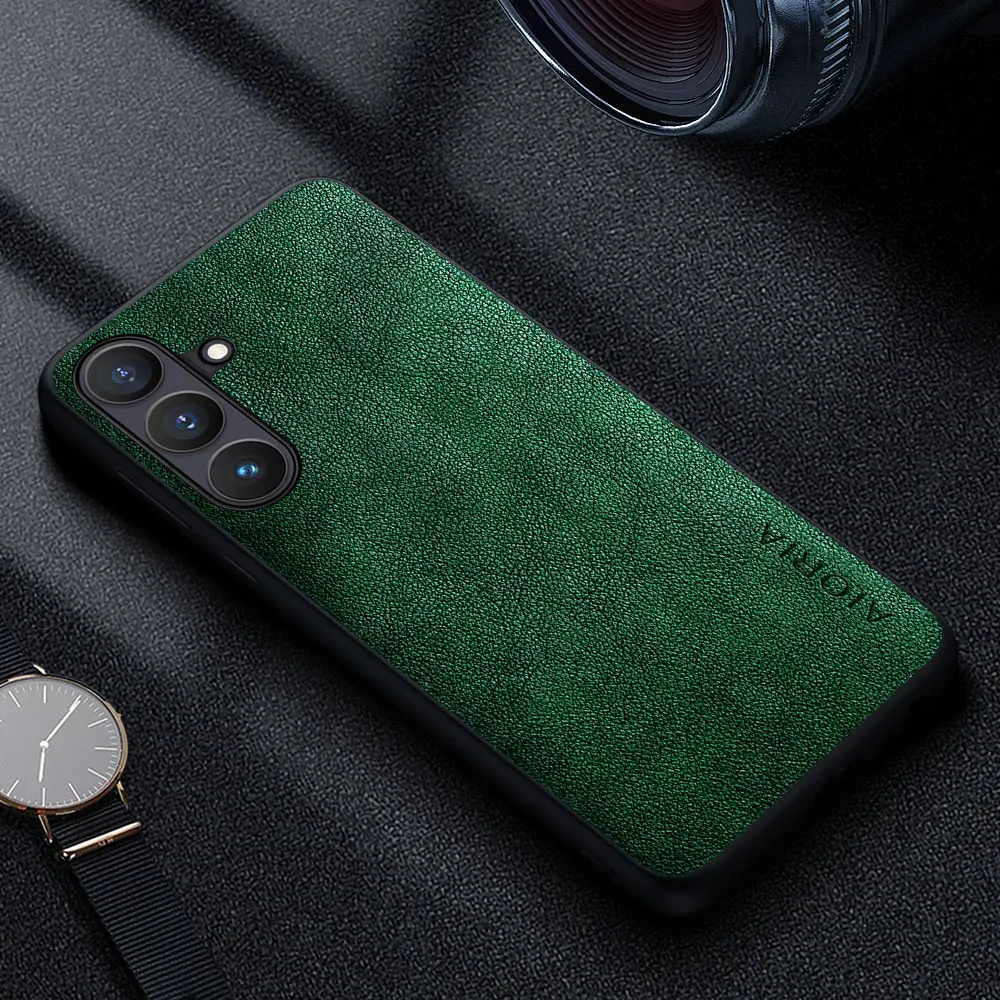 Luxury Leather Phone Case - Retro Business Style Solid Color Cover