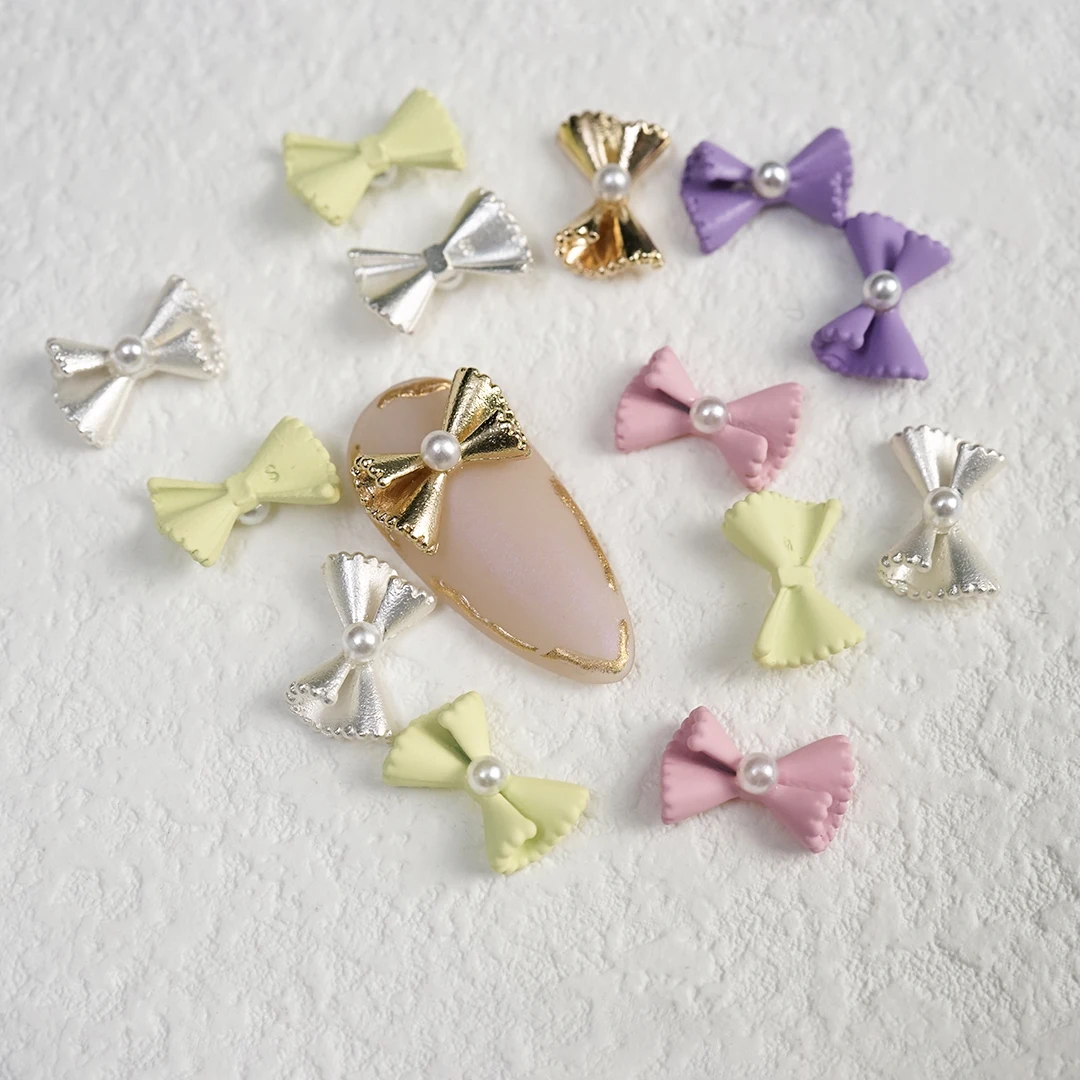 

Metal Nail Charms Rhinestones 3D Pearls for Nails Bow Tie Alloy Cute Shape Rhinestone Art Decorations Y2k Parts Korea Manicure