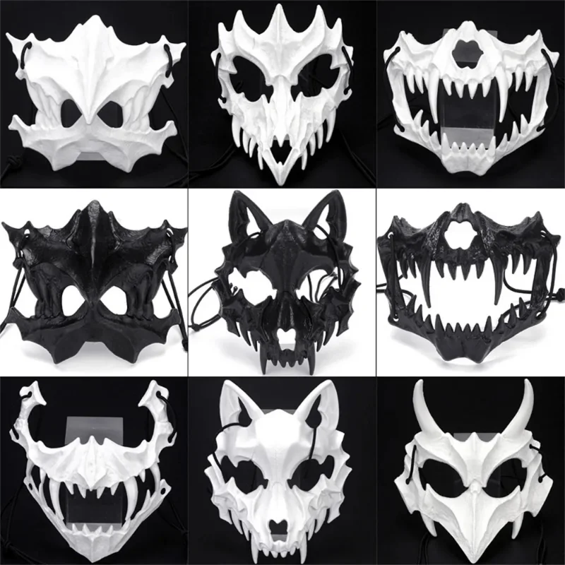 

Skull Face Cosplay Anime Mask Horror Game Y2k Accessories Set For Adult Kid New Props Cosplays Costume Fit Party Halloween Gifts