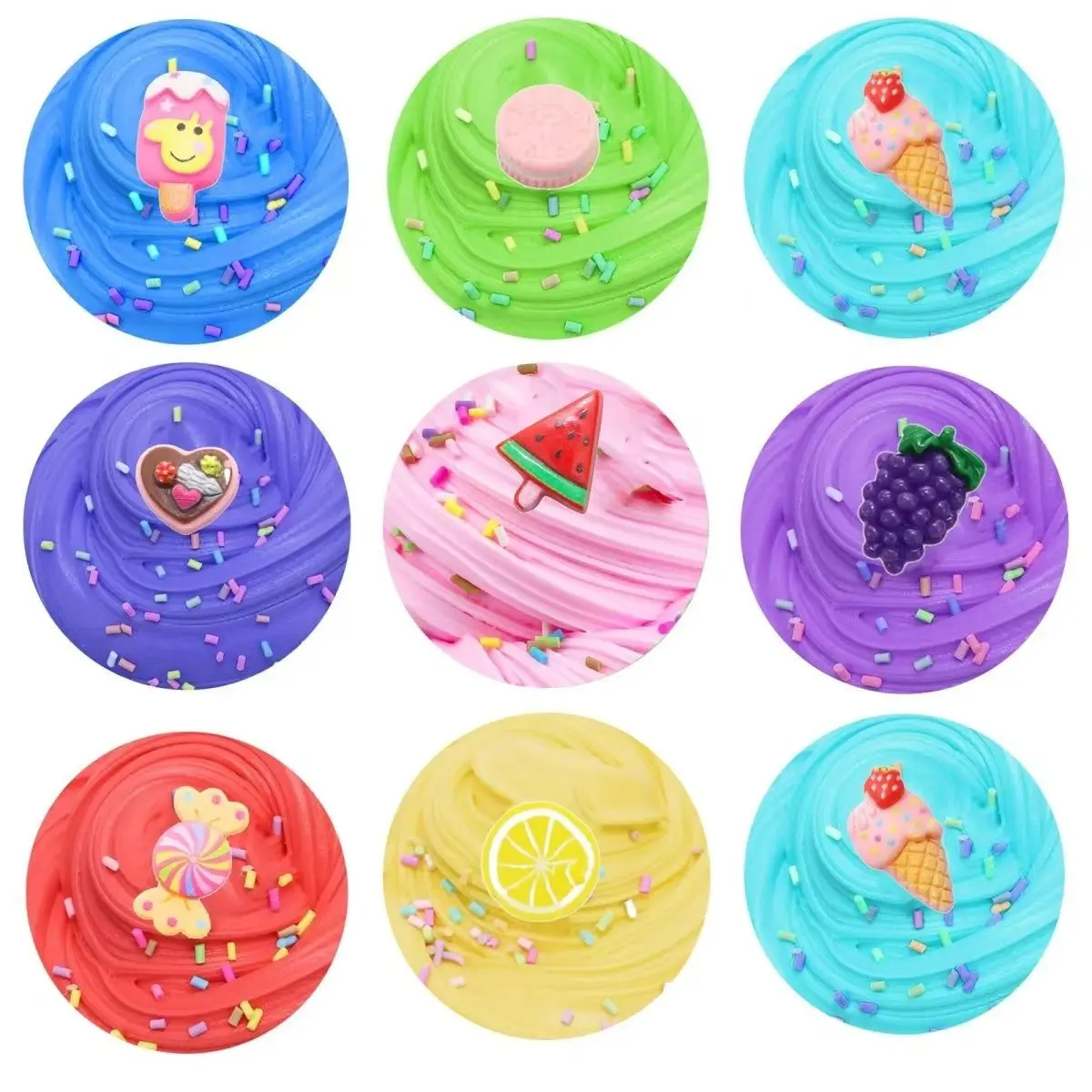 Kid Custom Diy Butter Fluffy Slime Kit Ice cream Shape Color Sensory Scented Fruit Premade Soft Stretchy Stress Relief Toy Gift 4