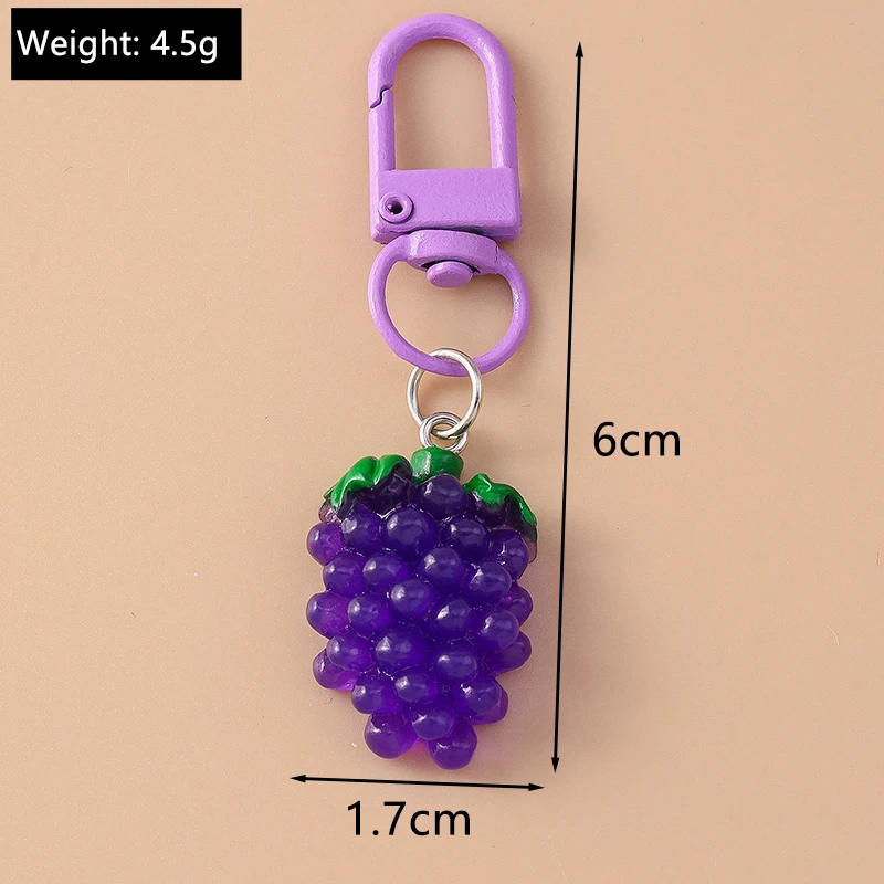 Nette Harz Simulation Obst Schlüsselbund Traube Orange Schlüssel Ring Frauen Mädchen Handtasche Anhänger DIY Handgemachten Schmuck Geschenk – Detail 9