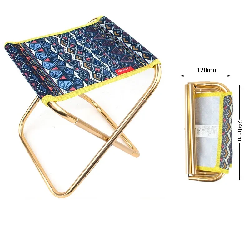 Outdoor Camping Folding Chair Aluminum Alloy Folding Stool With Storage Bag Portable Office Household Bench Fishing Chair