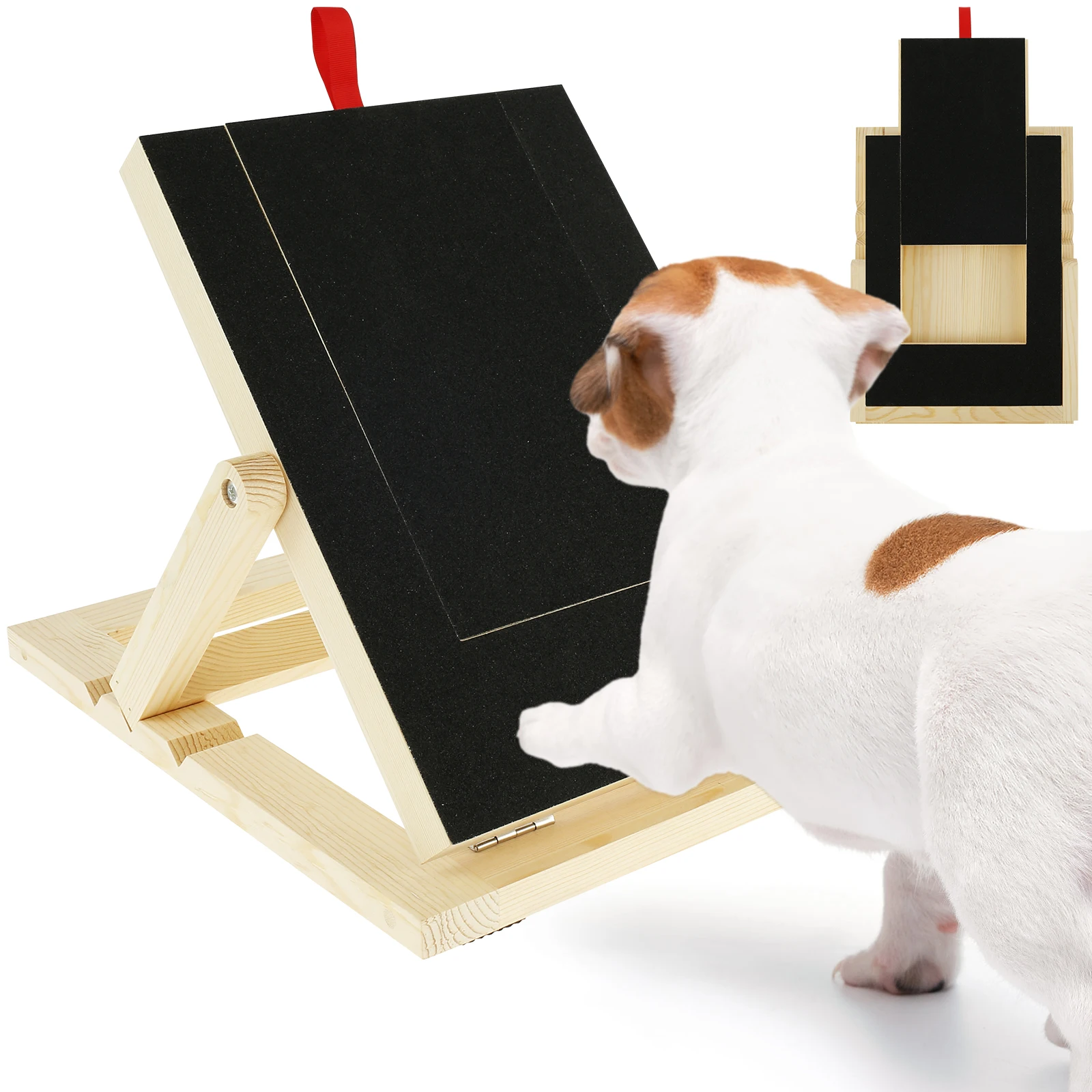 

New Dog Nail Scratch Pad Wooden Dog Nail File Board with Built-in Treat Drawer 3 Height Adjustable Dog Scratch Board Foldable