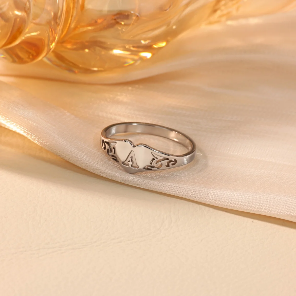 Stainless Steel Letter Heart Rings For Women Wedding Jewelry