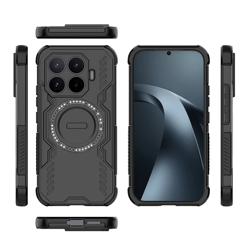 Magnetic Armor Shockproof Phone Case with Heat Dissipation and TPU Frame