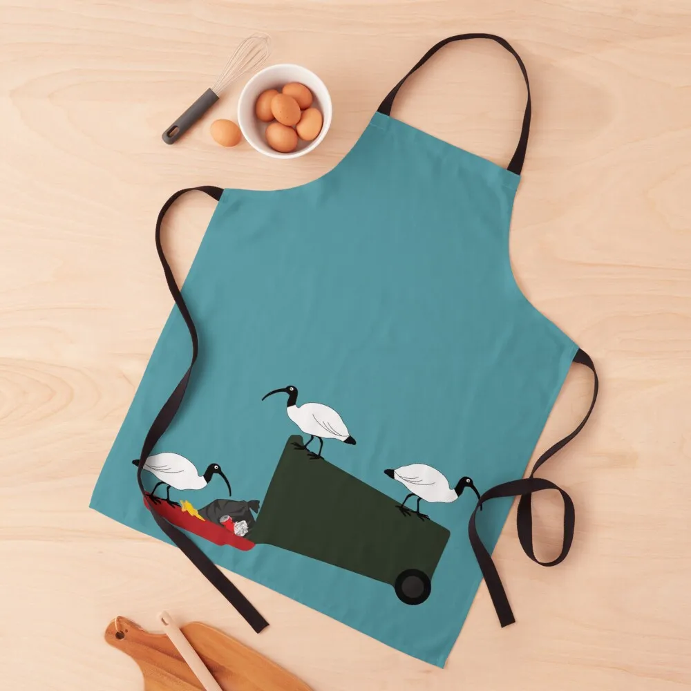 

Bin Chickens Eating Lunch on Sea Blue Apron waterproof apron for woman