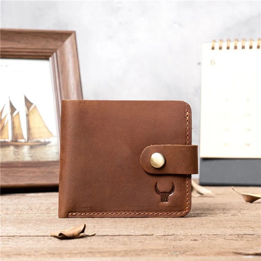 

Men's Wallet 100% Genuine Leather Men Purse Holder Business Anti-Theft Credit Card Short Wallet Male Slim Coin Purse Money Bag