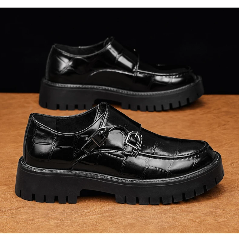 Männer Slip On Plattform Höhe Erhöhen Loafers Dicke Sohle Leder Schuhe Hochzeit Party Büro Formale Business Casual Komfort Schuhe – Detail 17