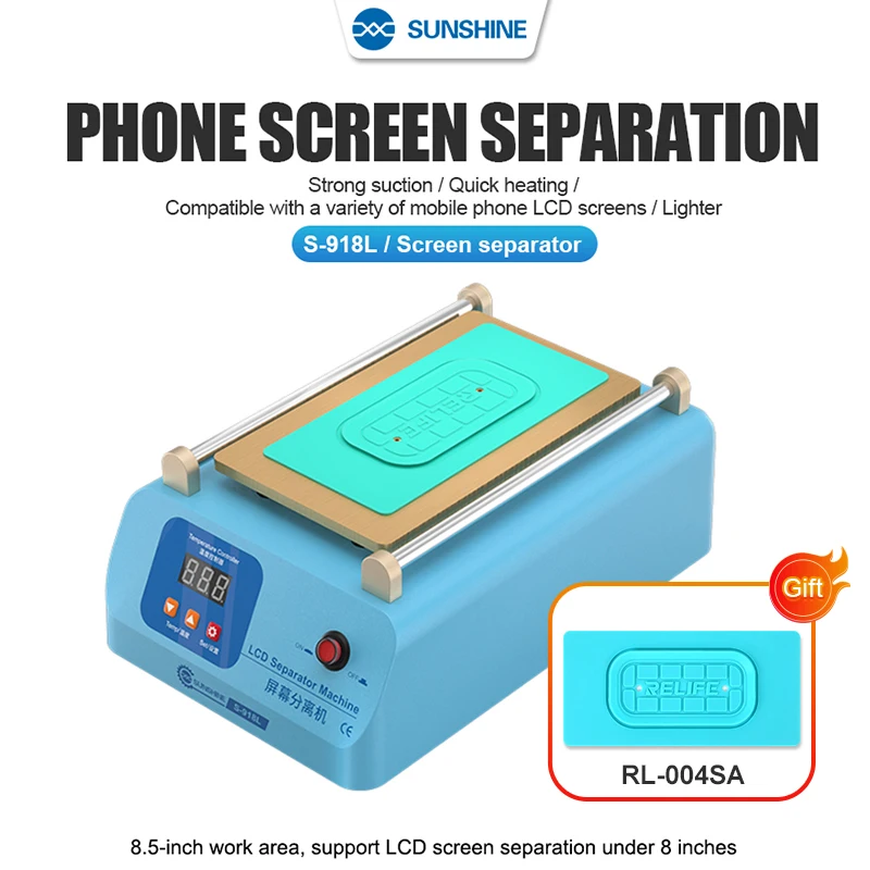 

SUNSHINE SS-918L Screen Separator Support LCD Screen Separation under 8 inches and the Temperature Adjusted from 50 to 130 °C
