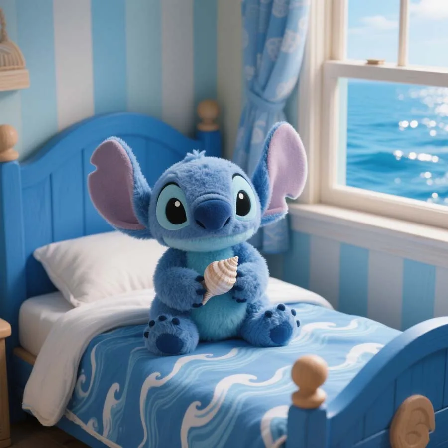 Peluche Stitch Disney | Doudou bleu doux avec coquillage