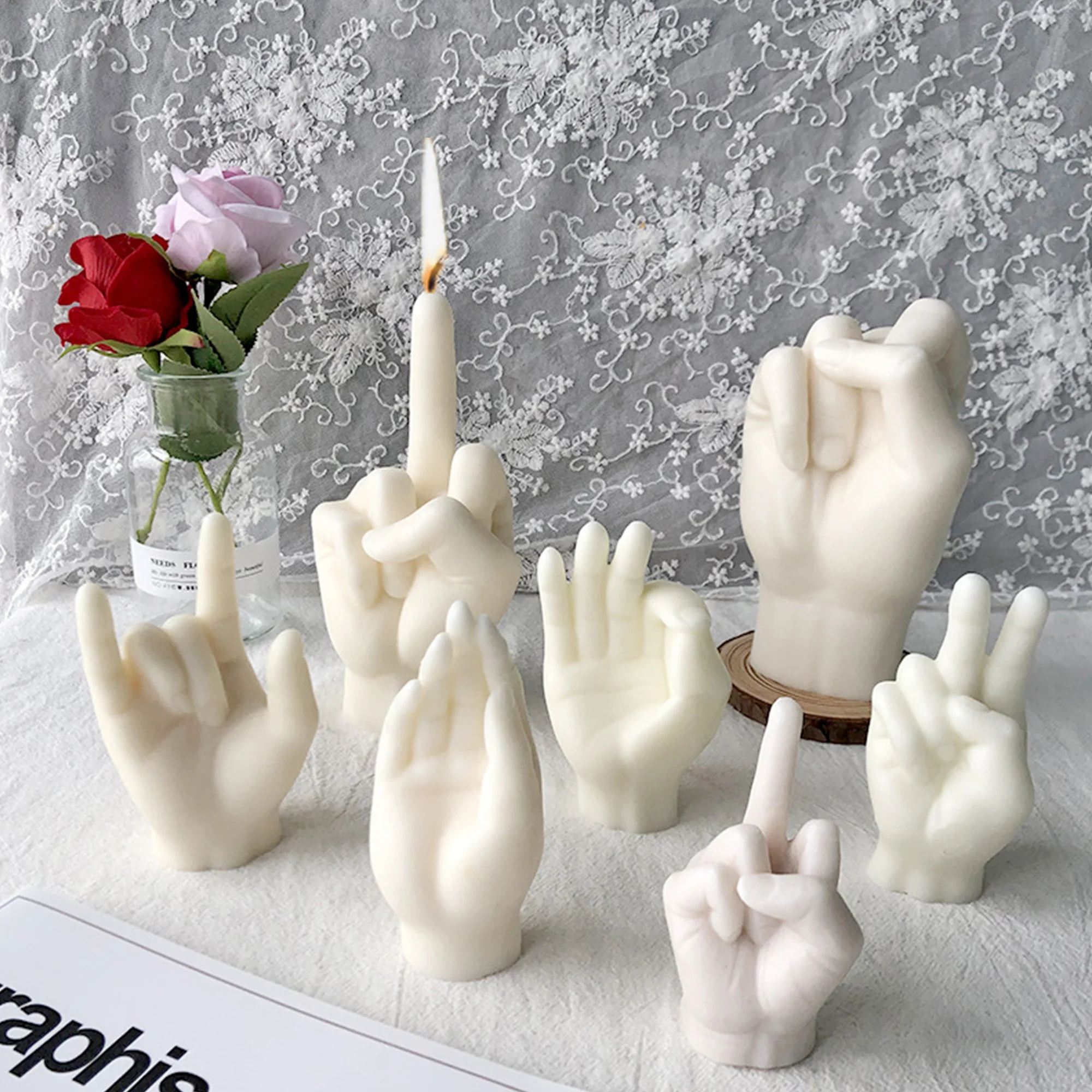 

3D Middle Finger Candle Silicone Mold for DIY Making Soap Plaster Resin Craft Silicone Mold Holiday Party Gift Mold Candle Molds