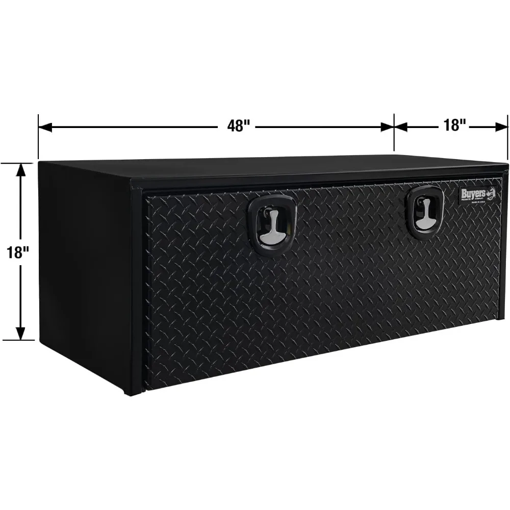 1702510 Black Steel Truck Tool Box With Aluminum Diamond Tread Door, 18 x 18 x 48 Inch, Made In The USA, Truck Box 3