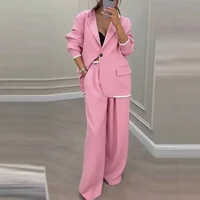 Casual Women's Suit Set Autumn Sexy Turn down Collar Button Blazer & Straight-leg Pants Set Winter Solid Long Sleeve Chic Outfit - Image 6
