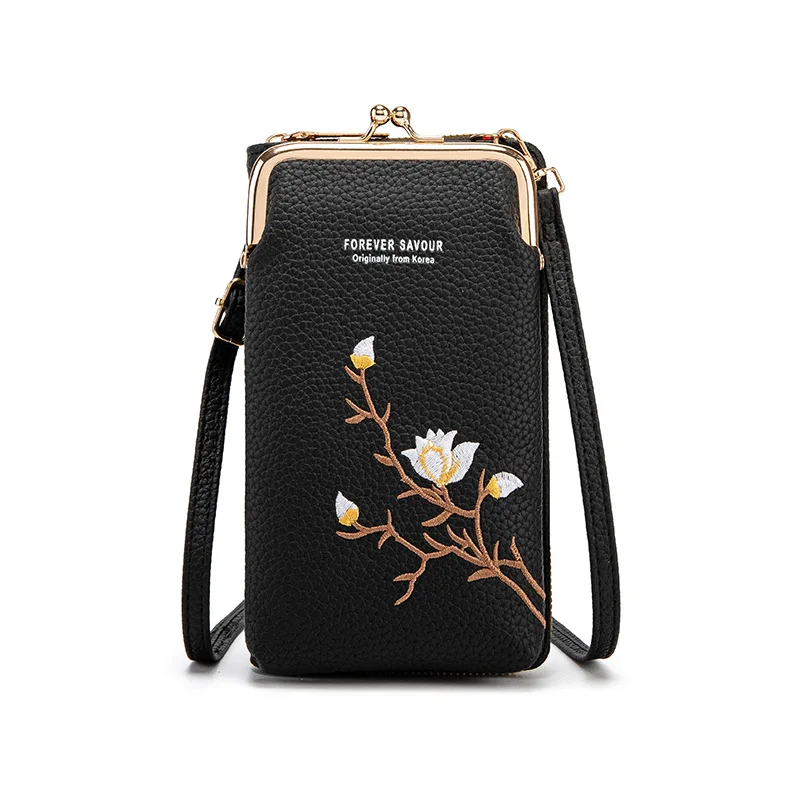 Elegant Flower Pattern PU Leather Crossbody Bag - Stylish Small Purse