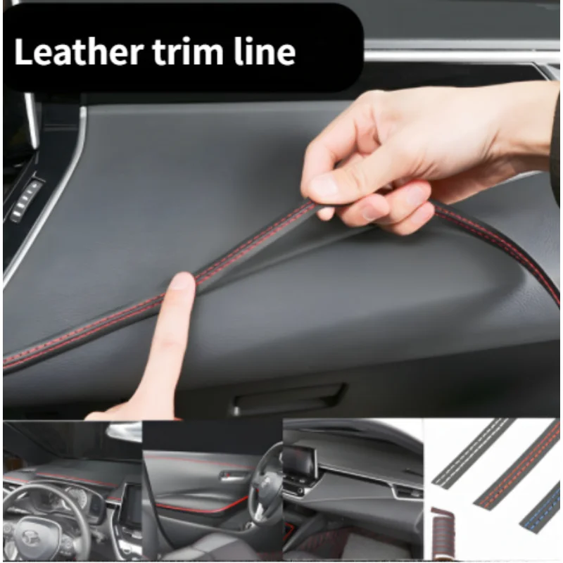 

Car Interior Trim Strip Self-adhesive for Dashboard Door Trim Leather Red, White, Black and Blue Lines Car Protection Stickers
